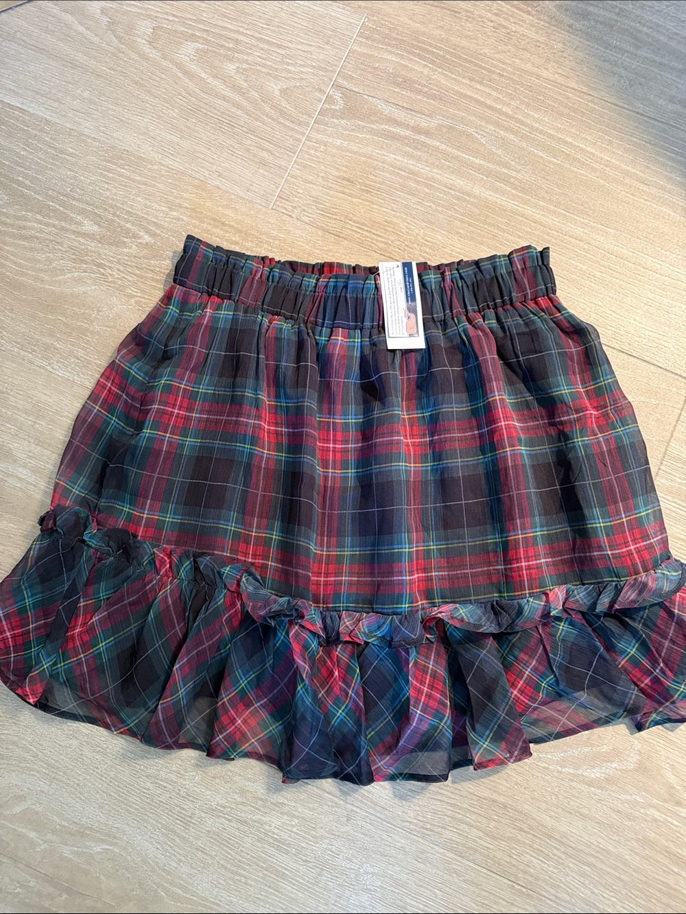 Vineyard Vines Plaid Ruffle-Hem Mini Skirt - Red, Green & Navy